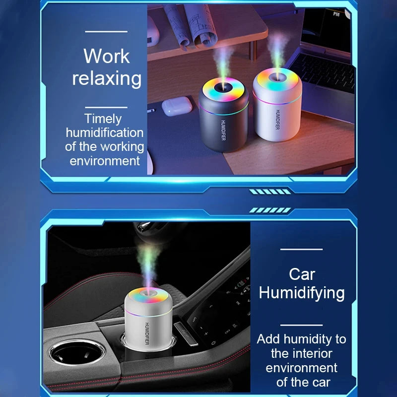 Mini Humidificador USB con Difusor de Aromas y Luz LED | USB Mini Humidifier with Aroma Diffuser & LED Light