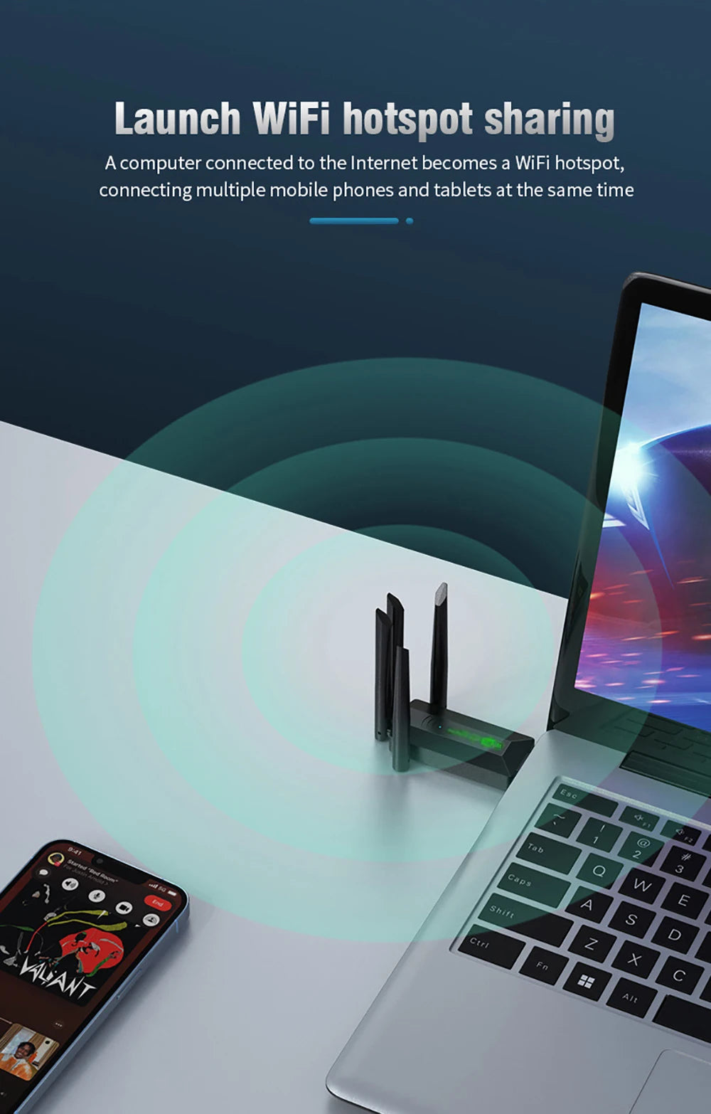 Adaptador WiFi 6 USB 1200Mbps Doble Banda | Dual Band WiFi 6 USB Adapter
