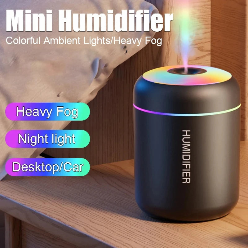 Mini Humidificador USB con Difusor de Aromas y Luz LED | USB Mini Humidifier with Aroma Diffuser & LED Light