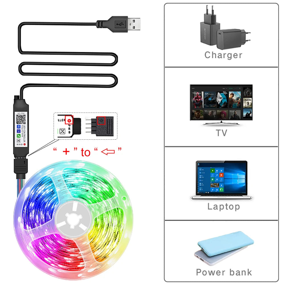 Tira LED RGB con Control por App y Mando | RGB LED Strip with App Control & Remote