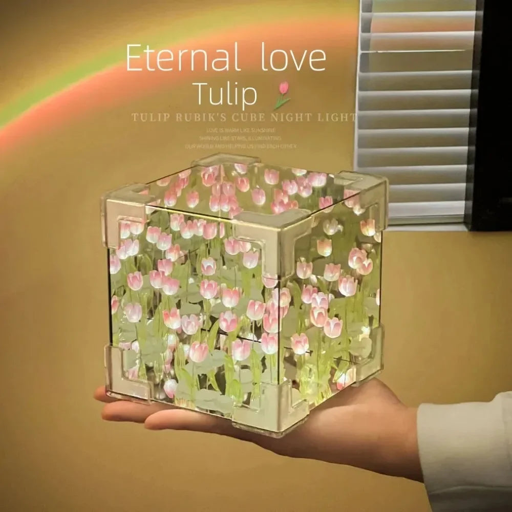 Lámpara Nocturna Tulipán con Efecto Espejo | Tulip Mirror Effect Night Light