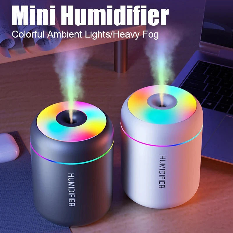 Mini Humidificador USB con Difusor de Aromas y Luz LED | USB Mini Humidifier with Aroma Diffuser & LED Light
