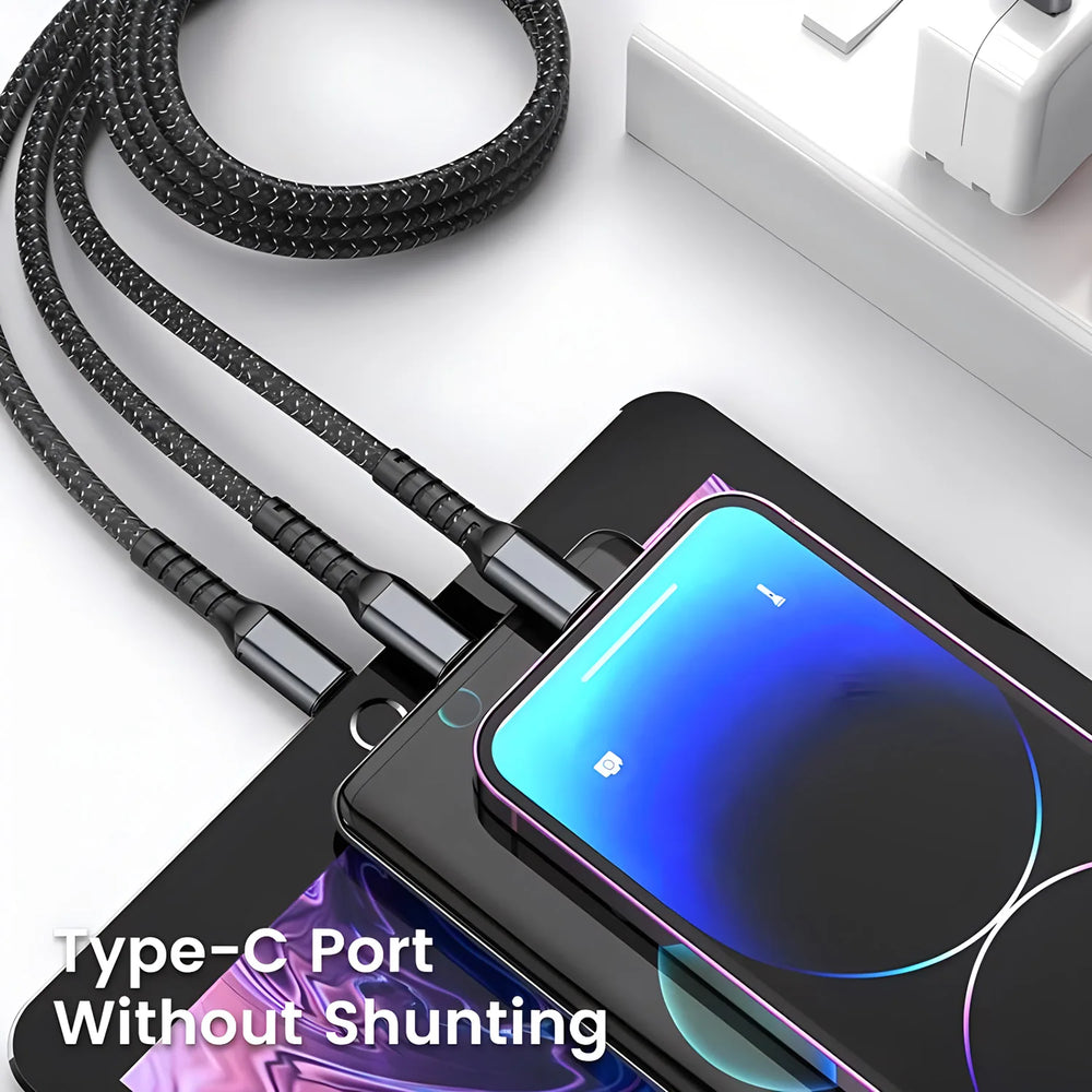 Cable de Carga Rápida 3 en 1, 100W | 3-in-1 Fast Charging Cable 100W