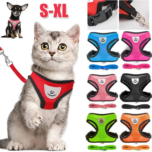 Arnés Ajustable Reflectante con Correa para Gatos y Perros | Adjustable Reflective Harness & Leash for Cats & Dogs