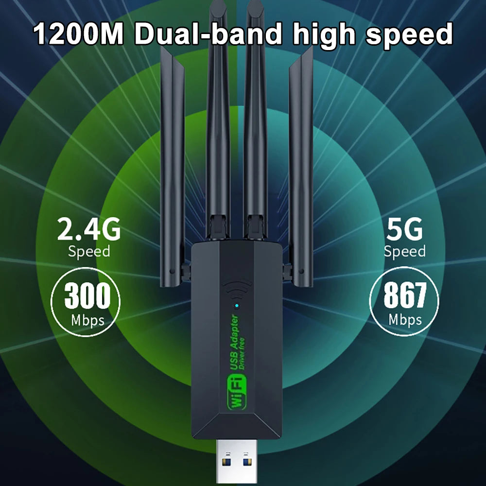 Adaptador WiFi 6 USB 1200Mbps Doble Banda | Dual Band WiFi 6 USB Adapter