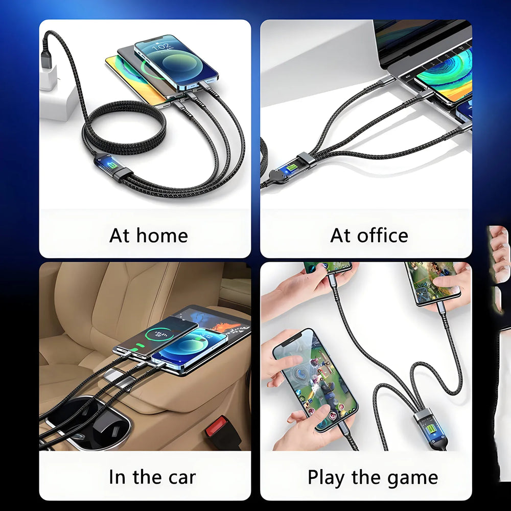 Cable de Carga Rápida 3 en 1, 100W | 3-in-1 Fast Charging Cable 100W