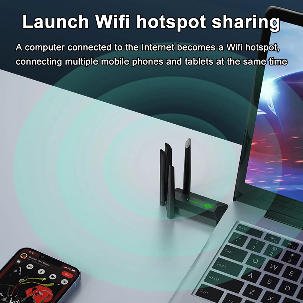 Adaptador WiFi 6 USB 1200Mbps Doble Banda | Dual Band WiFi 6 USB Adapter