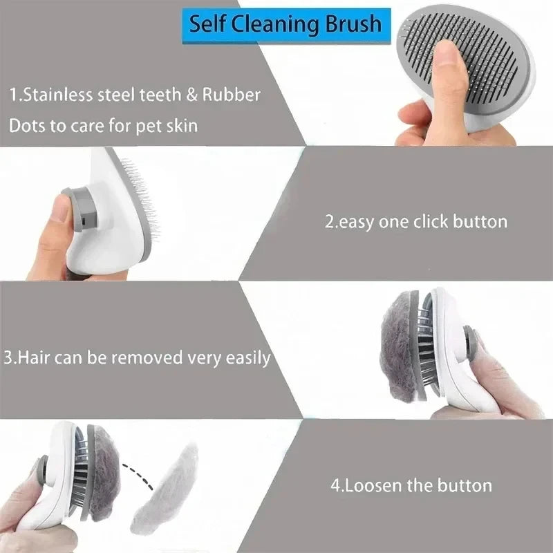 Cepillo Autolimpiante y Desenredante para Mascotas | Self-Cleaning Pet Brush