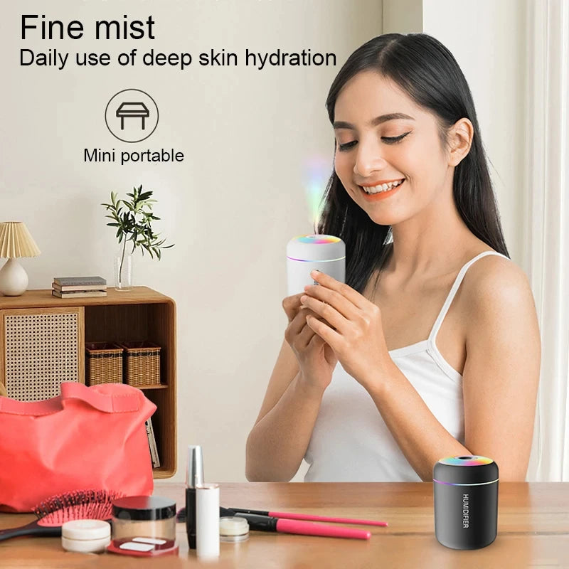 Mini Humidificador USB con Difusor de Aromas y Luz LED | USB Mini Humidifier with Aroma Diffuser & LED Light