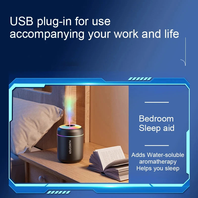 Mini Humidificador USB con Difusor de Aromas y Luz LED | USB Mini Humidifier with Aroma Diffuser & LED Light