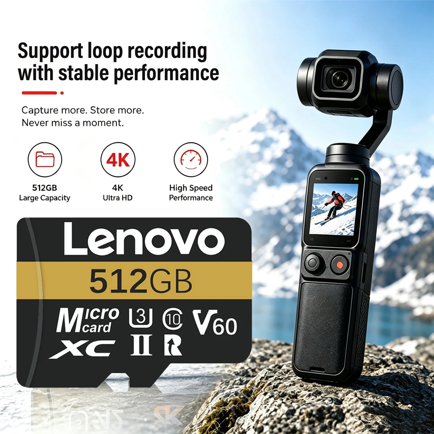 Tarjeta Micro SD Lenovo 128GB/256GB/512GB Alta Velocidad 4K | High Speed TF Memory Card